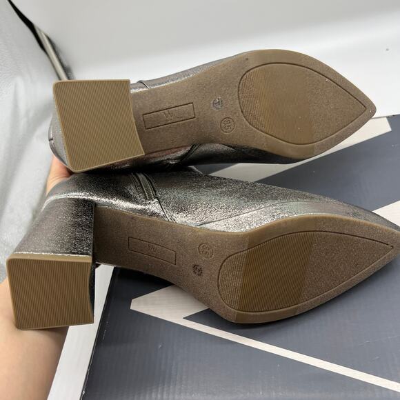 Worthington Womens Bannow Flared Heel Booties Pewter Color Size 8.5 - Picture 6 of 9